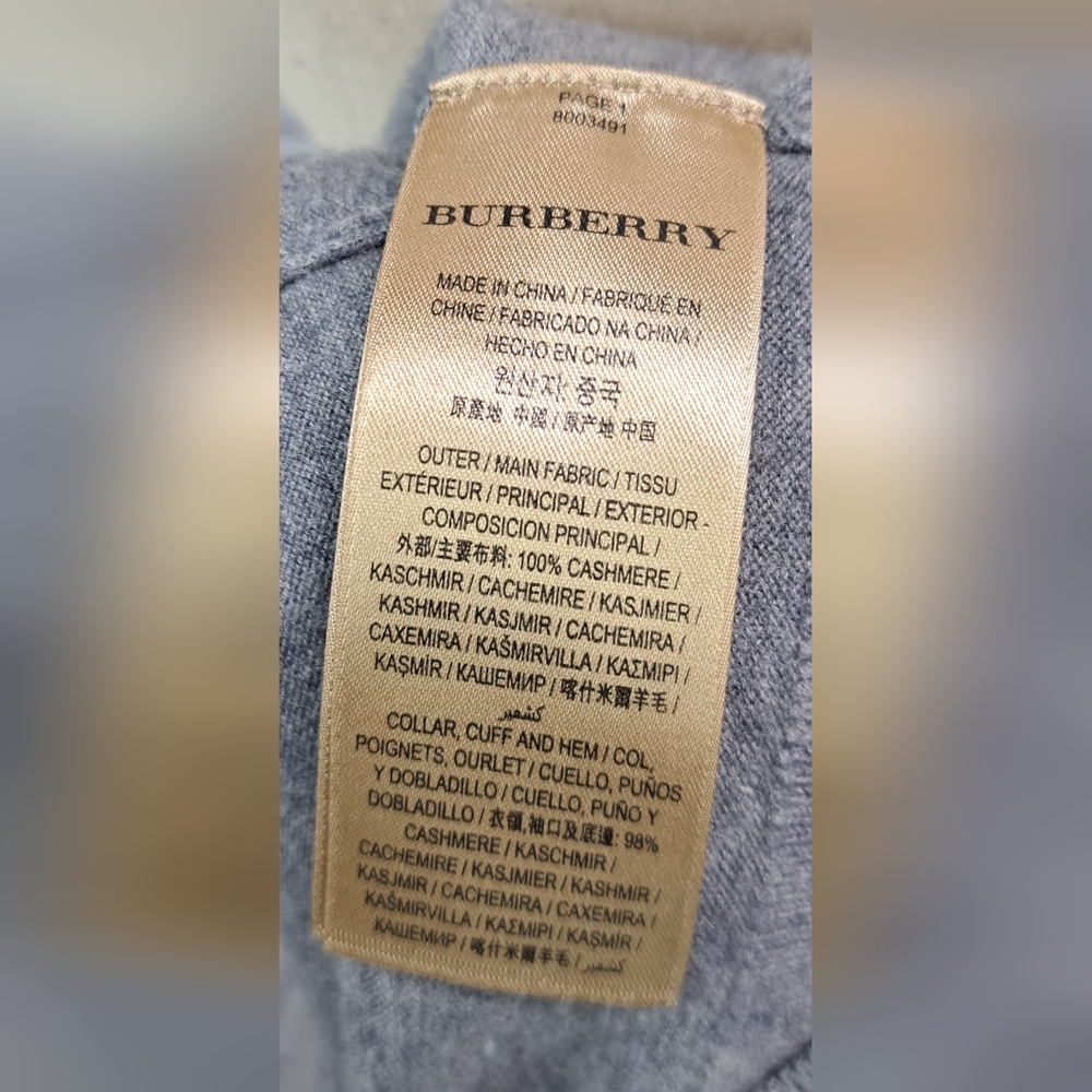 Burberry Men's Sweater 100% Cashmere Equestrian Knight Gray Pullover Size Large - Picture 8 of 16